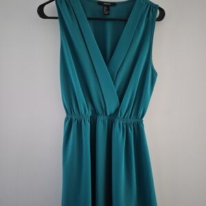 Forever 21 Teal V-Neck Dress - Great Condition